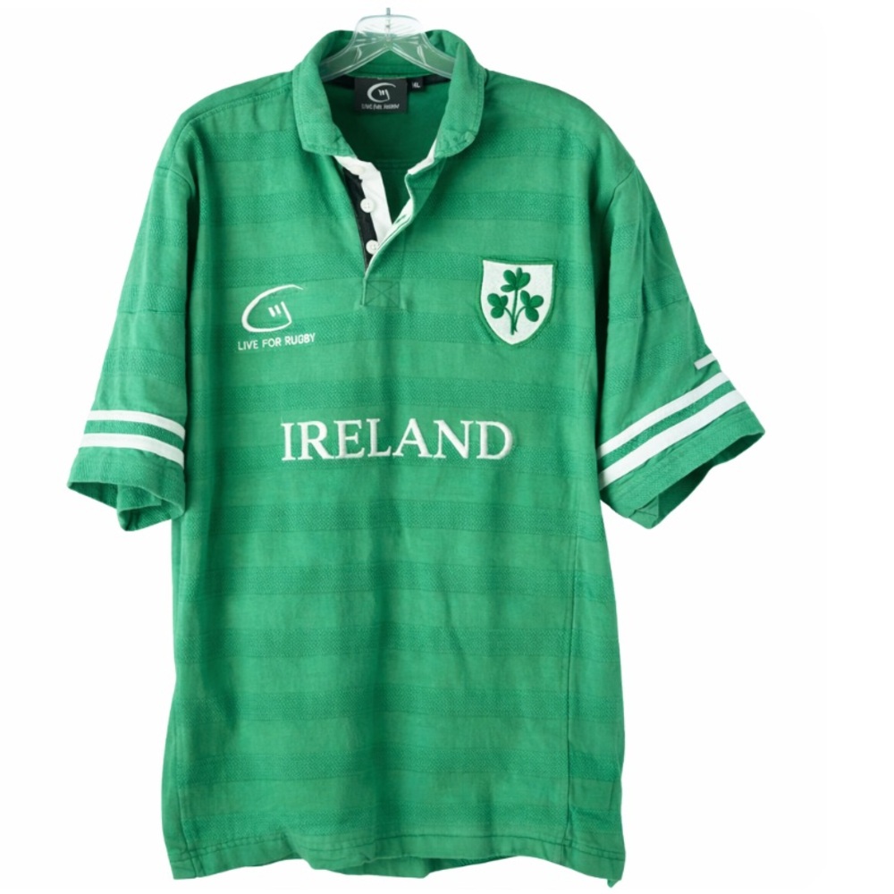 Ireland Rugby Shirt Live For Rugby Green Shamrock Crest XL Sports